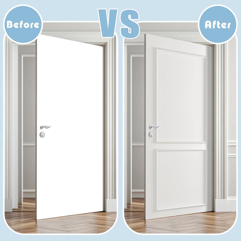 Colingmill 1 Set Peel and Stick Door Moulding Trim Kit Premade Wall Moulding Panels Flexible Self Adhesive 3D Wainscoting Panels for Mirror Window Frame Decor (Top 24"x36" and Bottom 24"x24") - Image 3